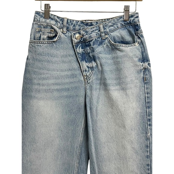 Zara Z1975 Jeans Womens 4 Light Wash Denim Straight Leg Cuffed High Rise Cotton - Picture 2 of 11